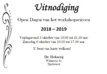 Open Dagen De Hekserij 5 en 6 oktober
