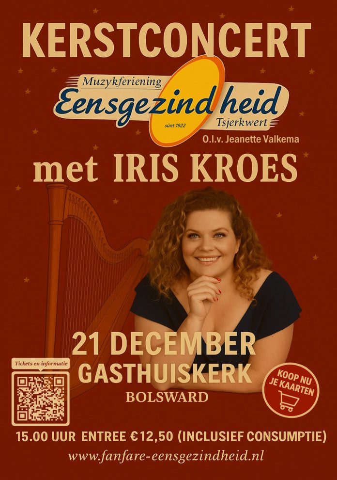 Poster Kerst met Iris met sticker